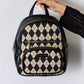 Argyle Pattern Vegan Leather Backpack