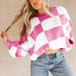 Cozy Checker Bishop Sleeve Sweaters  S - 2X in 3 Colors