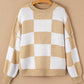 Cozy Checker Bishop Sleeve Sweaters  S - 2X in 3 Colors