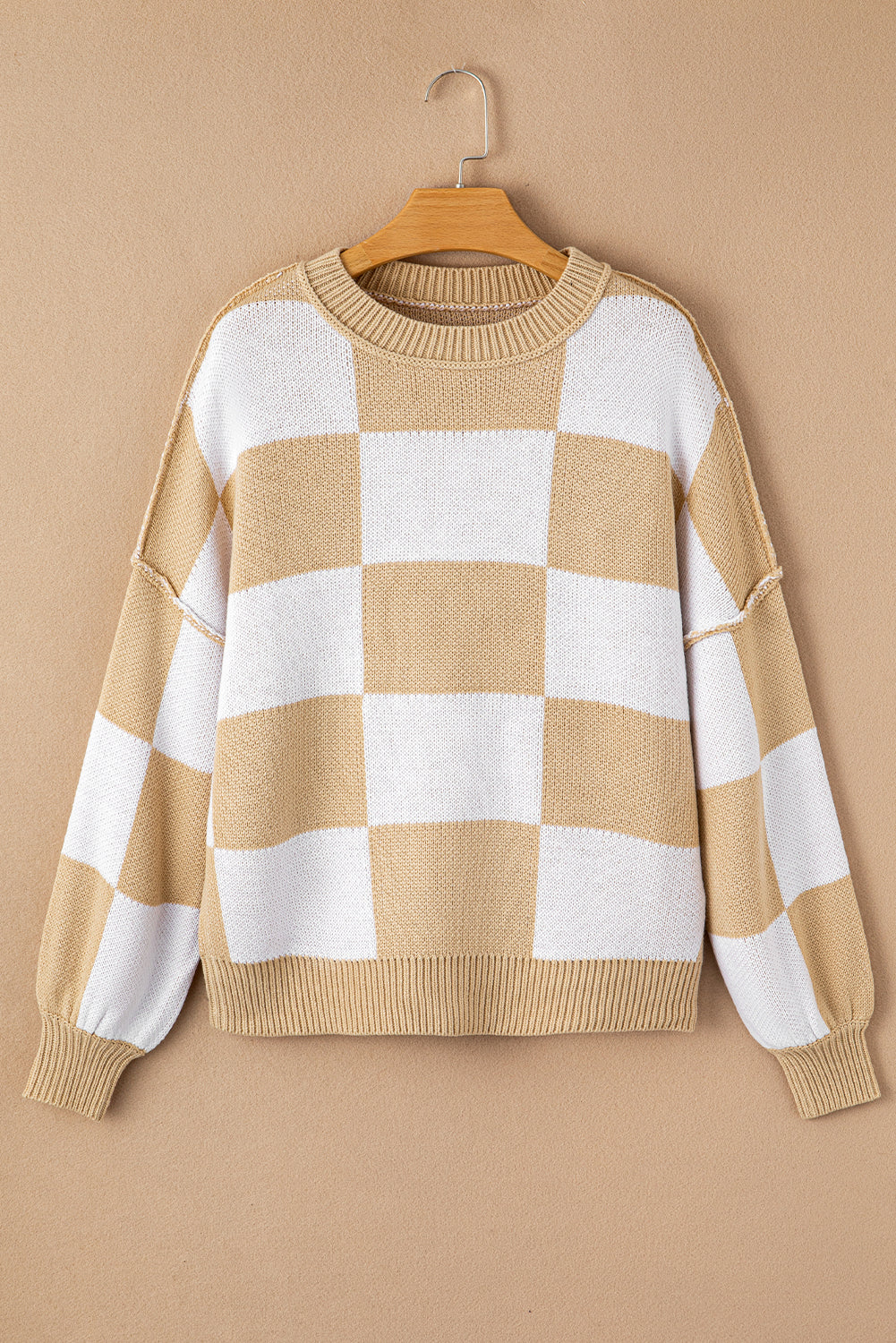 Cozy Checker Bishop Sleeve Sweaters  S - 2X in 3 Colors