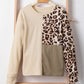 Leopard Color block Waffle Knit Shirt in 2 Colors