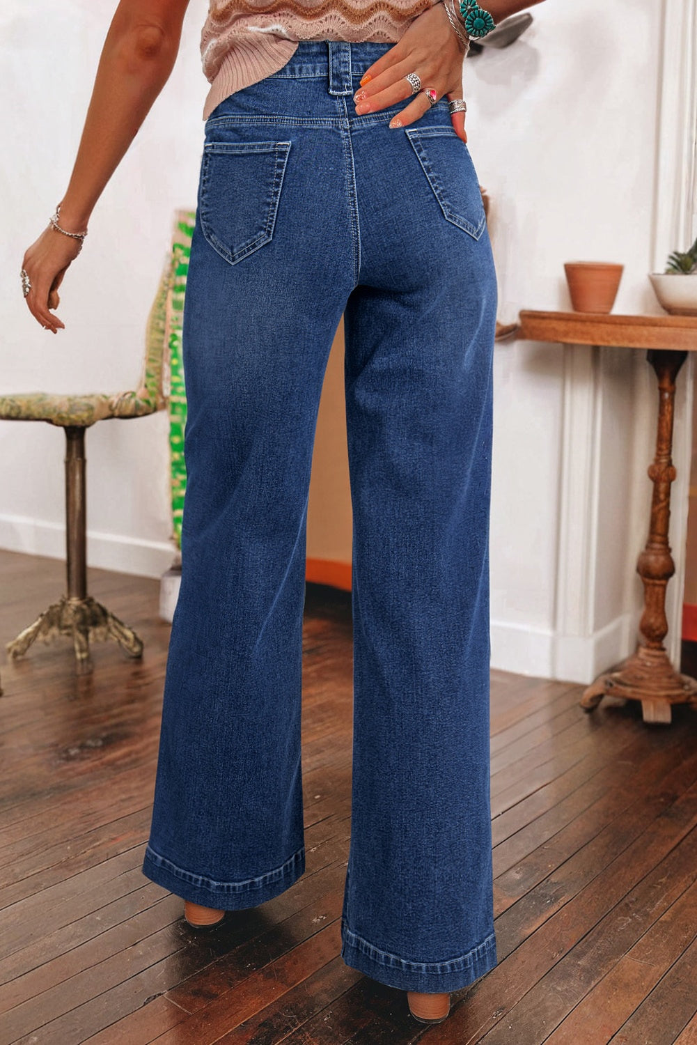 Wide Leg High Waist Jeans (Size: 4 - 16)