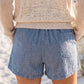 Sky Blue Stripe Drawstring Elastic Waist Casual Denim Shorts