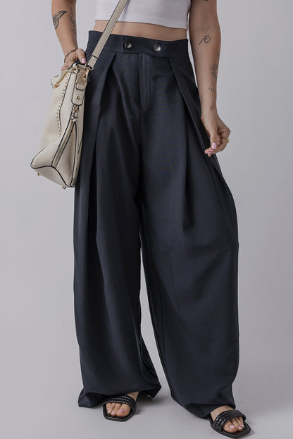 Classic Pleated Wide-Leg Trousers