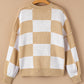 Cozy Checker Bishop Sleeve Sweaters  S - 2X in 3 Colors