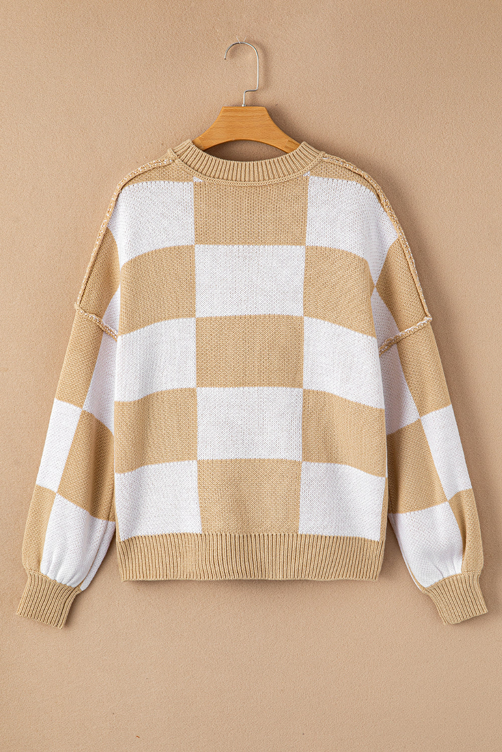 Cozy Checker Bishop Sleeve Sweaters  S - 2X in 3 Colors