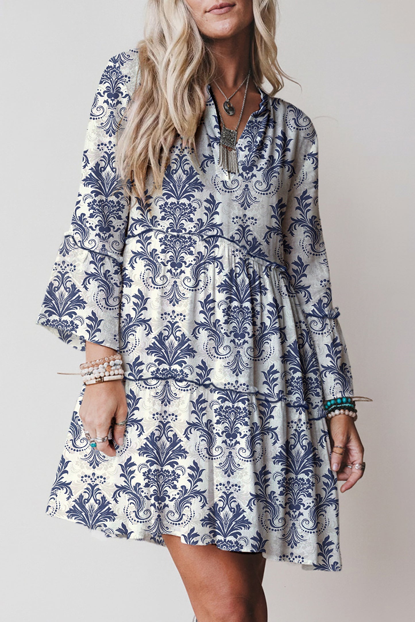 LaurenNichole Aura La'Vintage Floral Scallop Sleeve Mini Dress in 3 Colors  (S - 2X)