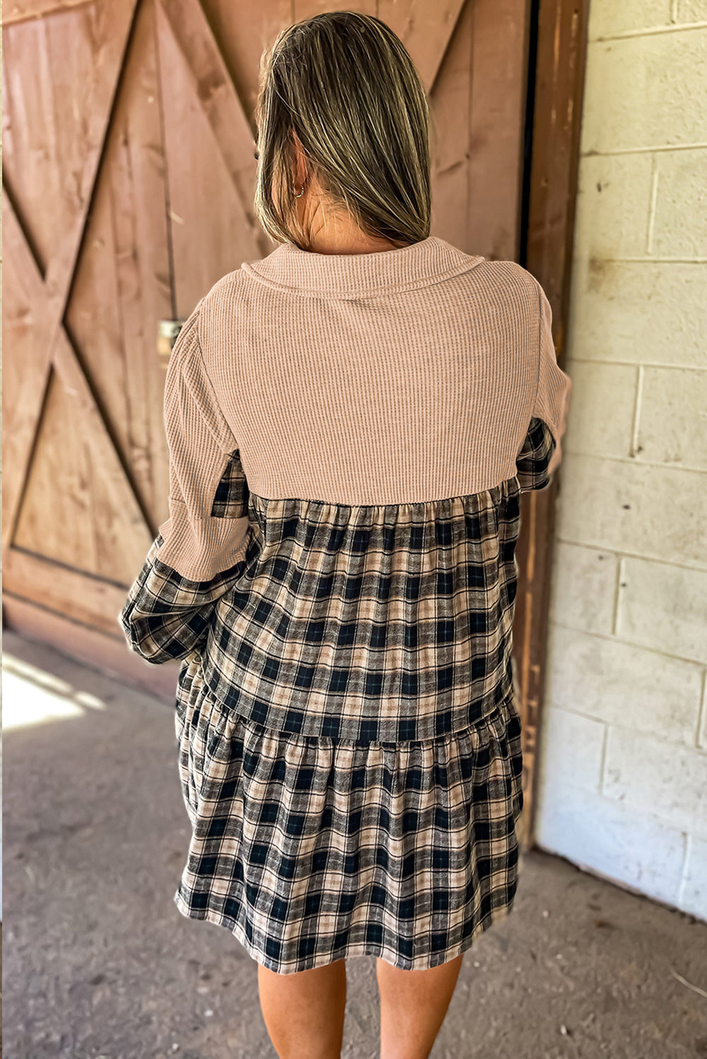 Classic Oversized Plaid Waffle Knit Shirt (1X - 4X)