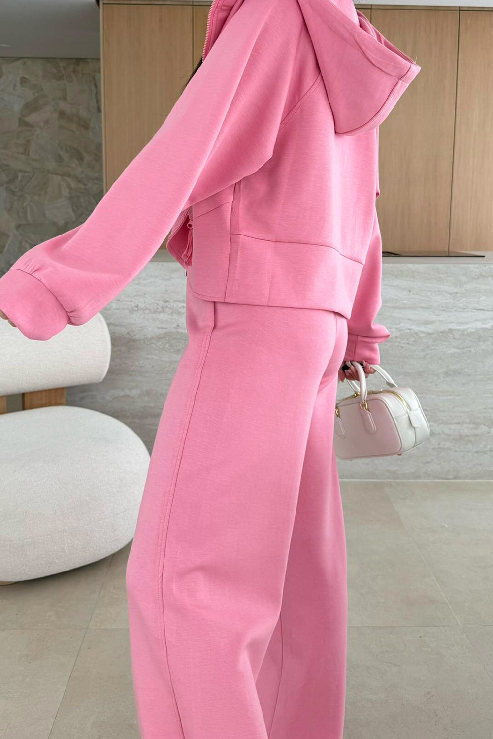 Daydream in Pink Cropped Hoodie Wide Legged Sweatsuit at LaurenNichole