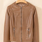 Classic Vegan Leather Zip Up Slim Fit Bomber Jacket in 2 Colors