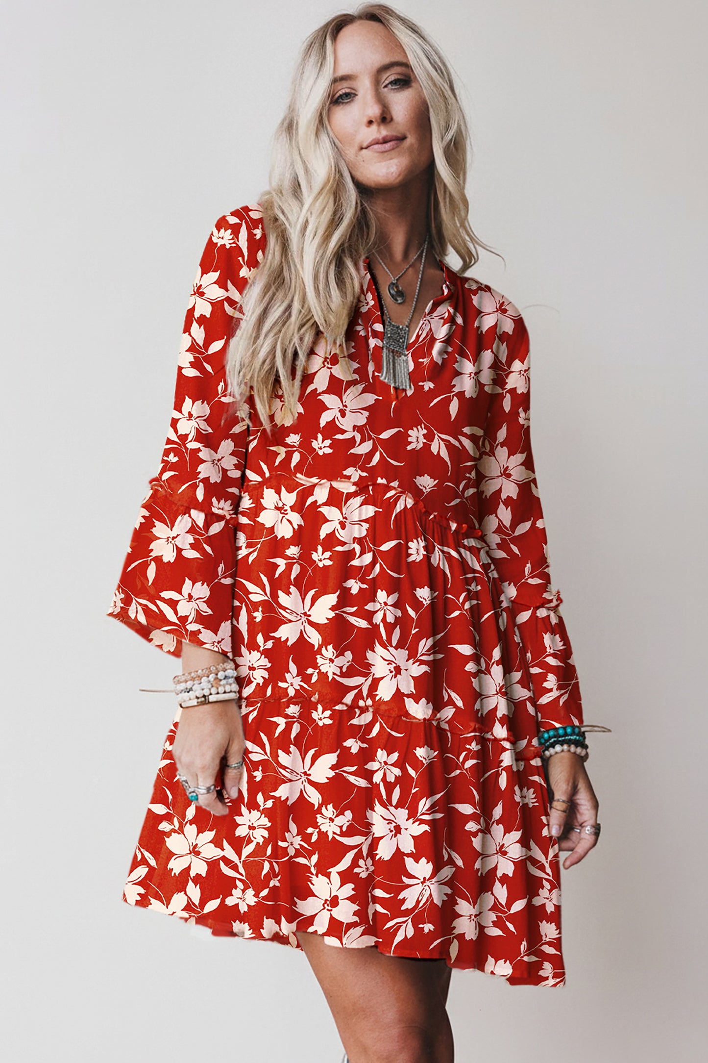 LaurenNichole Aura La'Vintage Floral Scallop Sleeve Mini Dress in 3 Colors  (S - 2X)