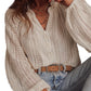 White Lace Hollow Puff Sleeve Button Up Shirt