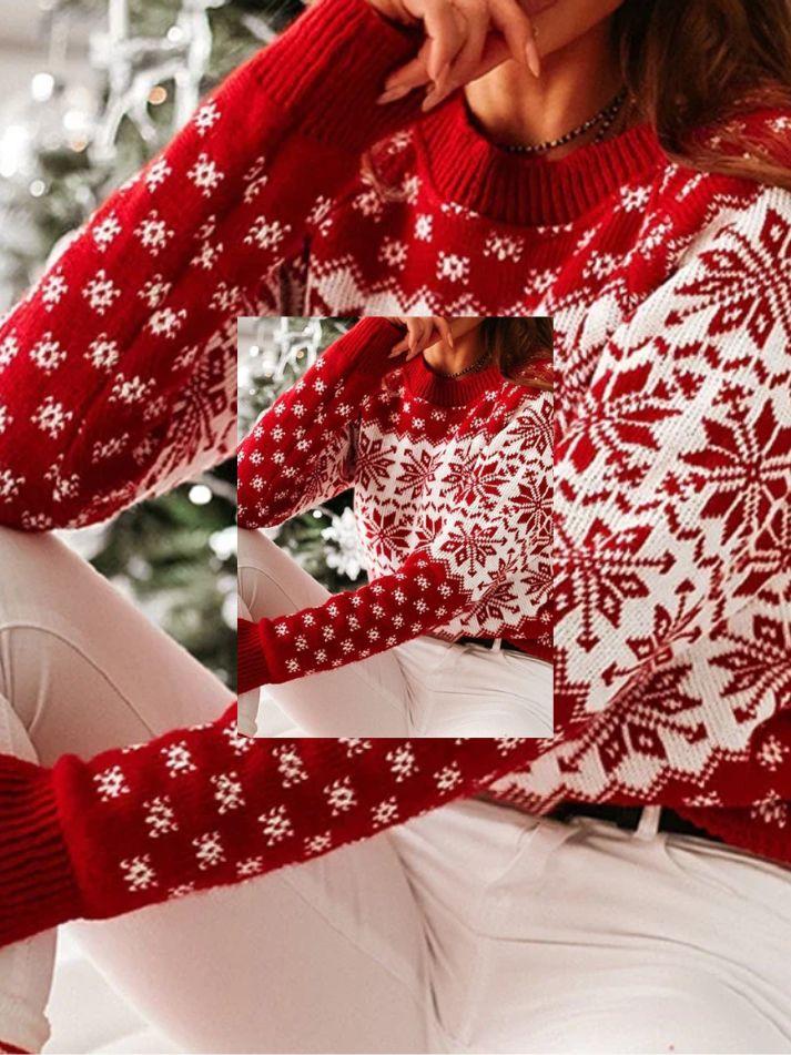 Cozy Knit Christmas Snowflake Sweaters in 4 Styles. Size up to 2X