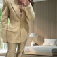 Classic Tailored Slim Waist Lapel Collared Pant Suit