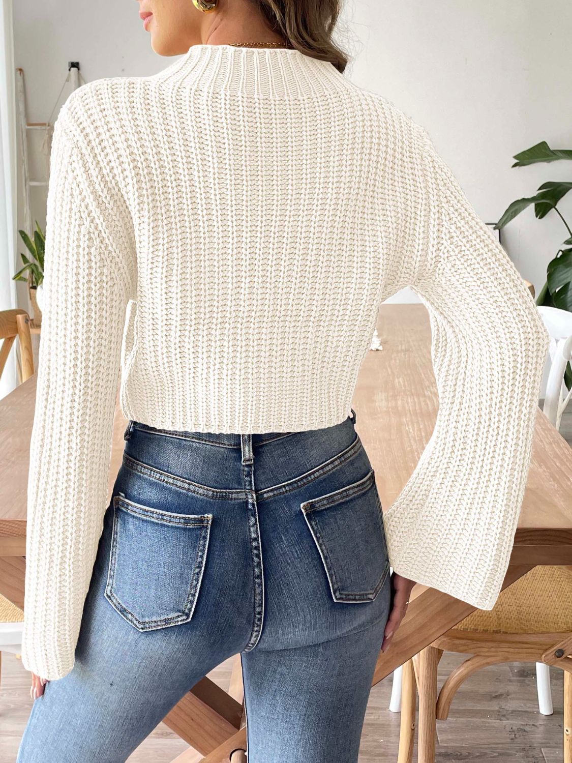 Classy Cropped Mock Neck Sweater in 3 Colors