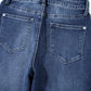 Mineral Washed Raw Hem High Waist Flared Jeans