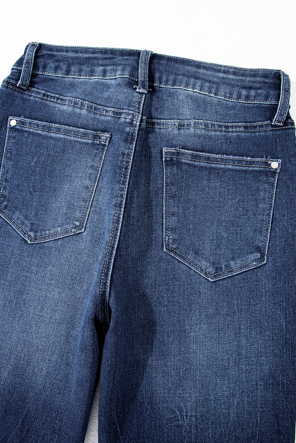 Mineral Washed Raw Hem High Waist Flared Jeans