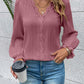 V-Neck Lace Detail Flounce Sleeve Blouse