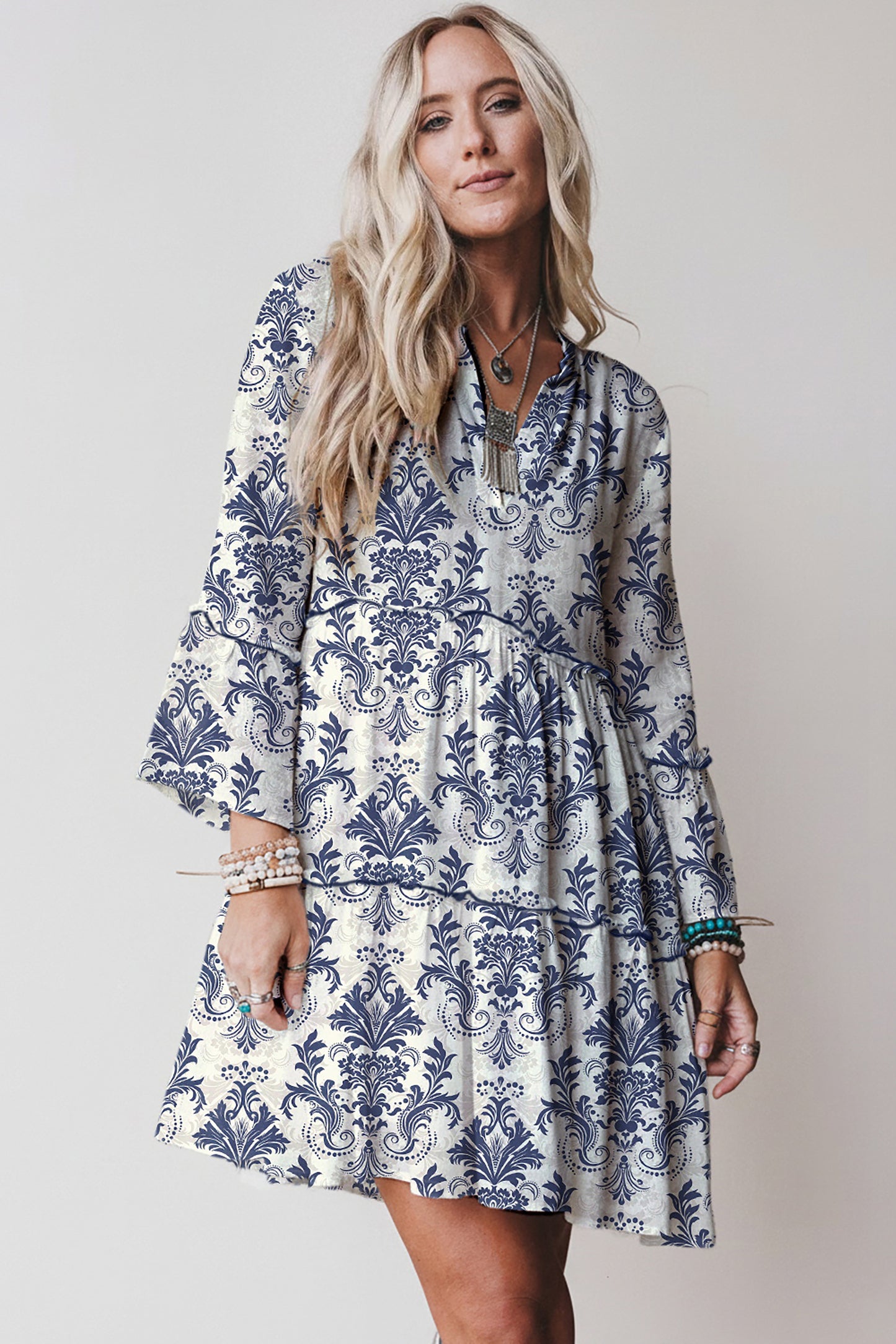 LaurenNichole Aura La'Vintage Floral Scallop Sleeve Mini Dress in 3 Colors  (S - 2X)