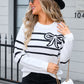 Elegant Bow Striped Sweater in 4 Colors