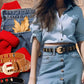 Gold Vegan Leather Adjustable Hole Belts in 5 Colors. Up to Size 2X at LaurenNichole