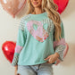 Plaid Floral Love Peace Bishop Sleeve Shirt S - 3X