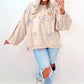 Embroidered Bow Lantern Sleeve Sweatshirt in 2 Colors (S - 3X)