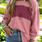 Casual Colorblock Striped Bishop Sleeve Shirt