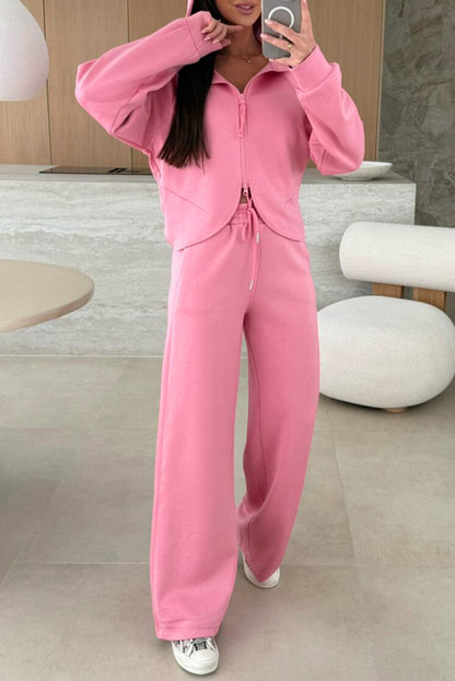 Daydream in Pink Cropped Hoodie Wide Legged Sweatsuit at LaurenNichole