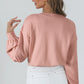 Cozy Flower Bishop Sleeve Knit Peach Sweater