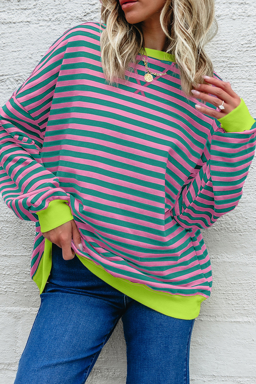 Comfy Oversized Stripe Sweatshirt in 2 Colors (S - 2X)