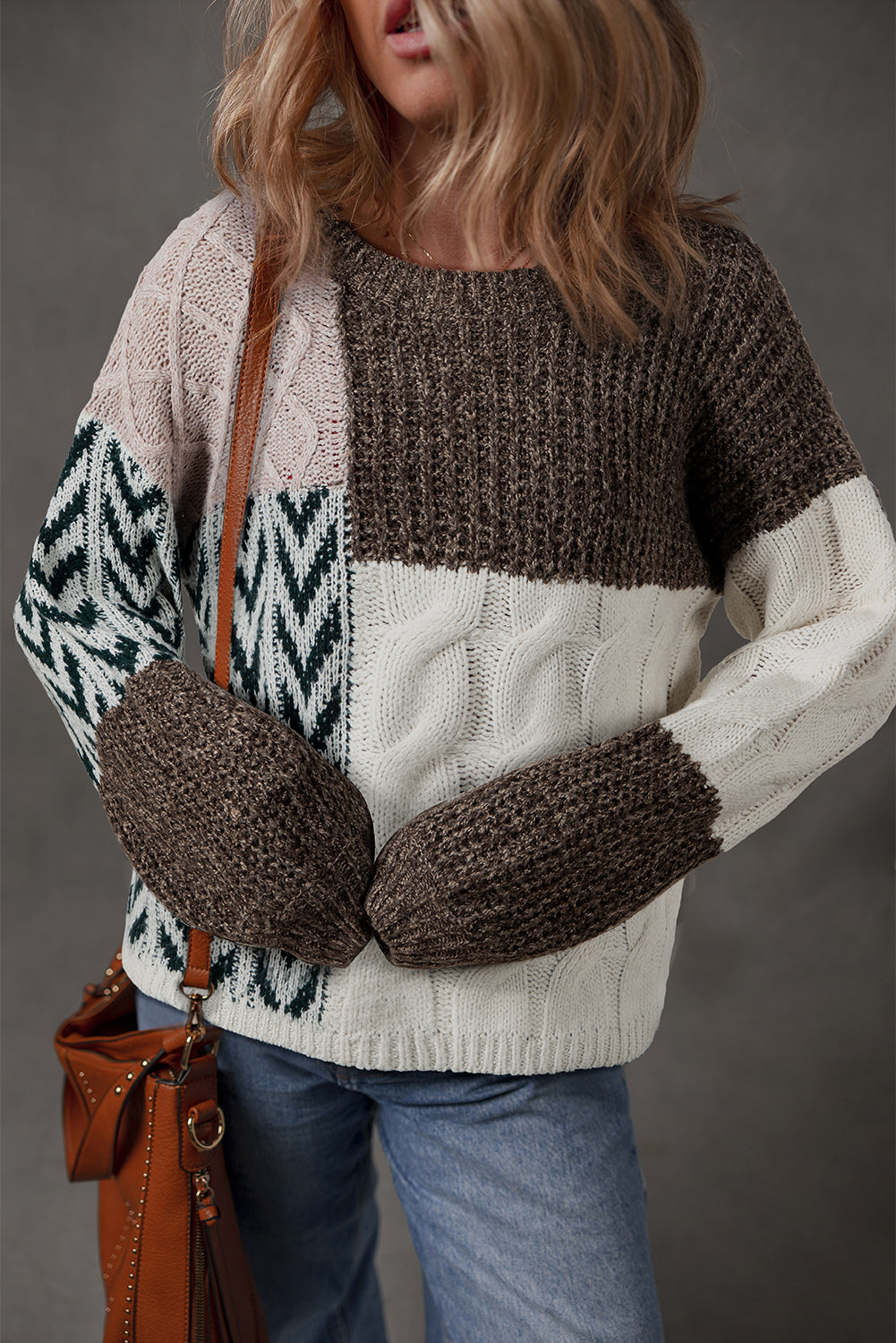 Cozy Casual Colorblock Knit Amber Knot Sweater