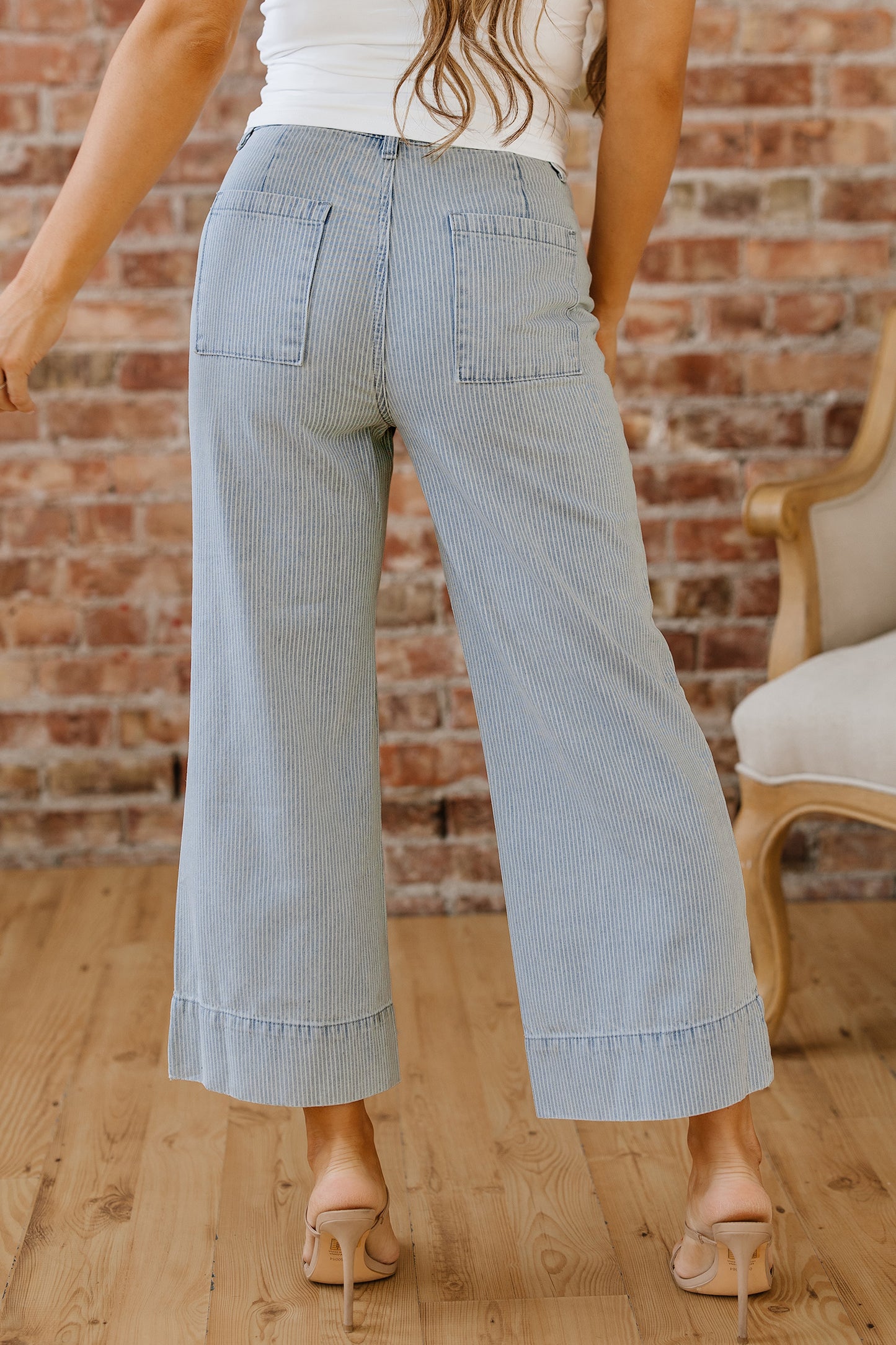 Classy Pinstripe High Waist LaurenNichole Jeans. Size 4 - 16