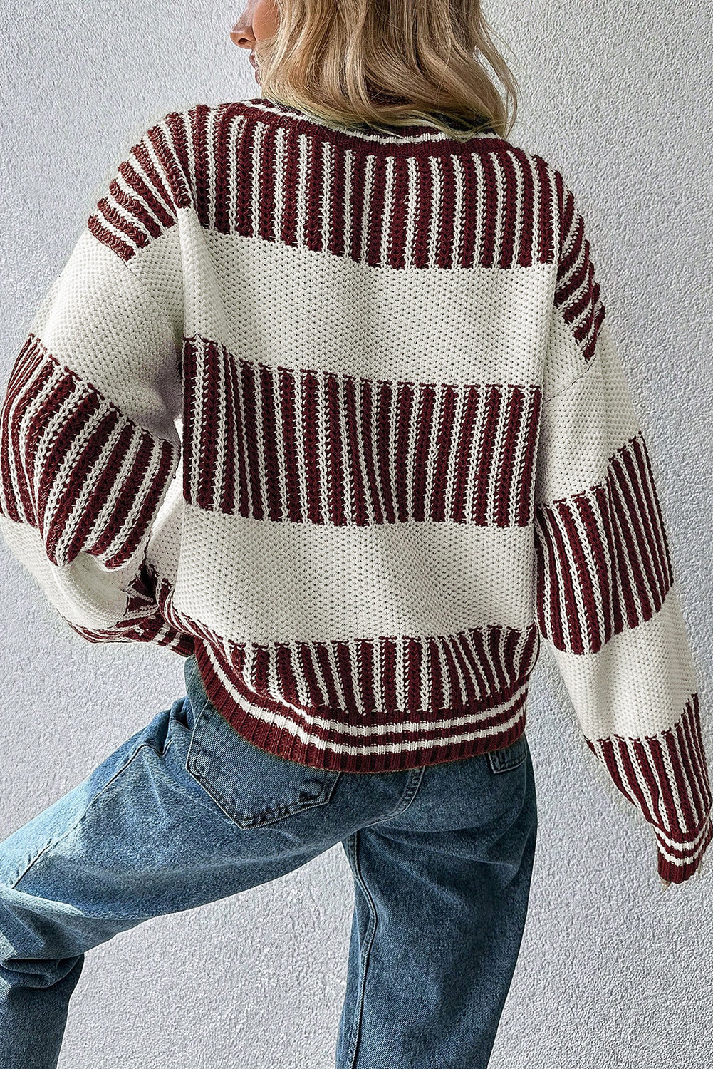 Comfy Stripped Patchwork Oversized Wide Sleeved Sweater in 3 Colors