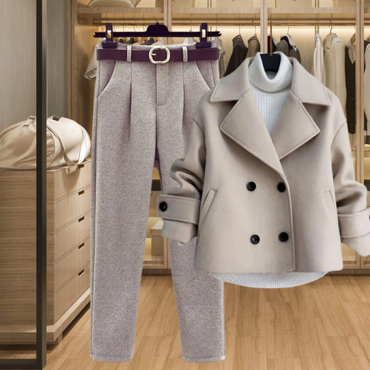 Classic Double Breasted Wool 3 Piece Outfit 3 Colors S - 4X