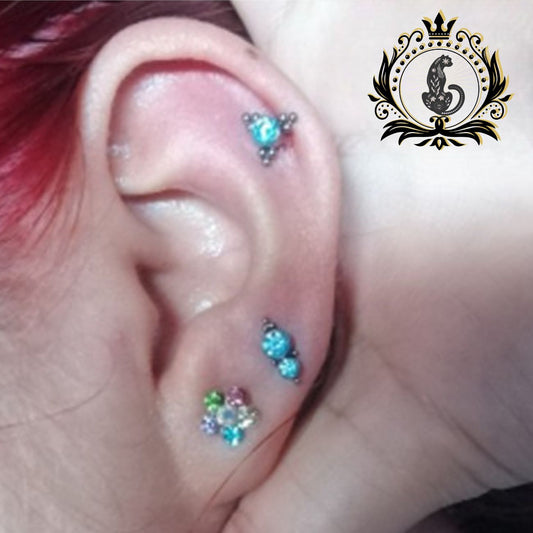 Luxury Titanium Opal Piercing Stud Nose / Earrings 6 Styles