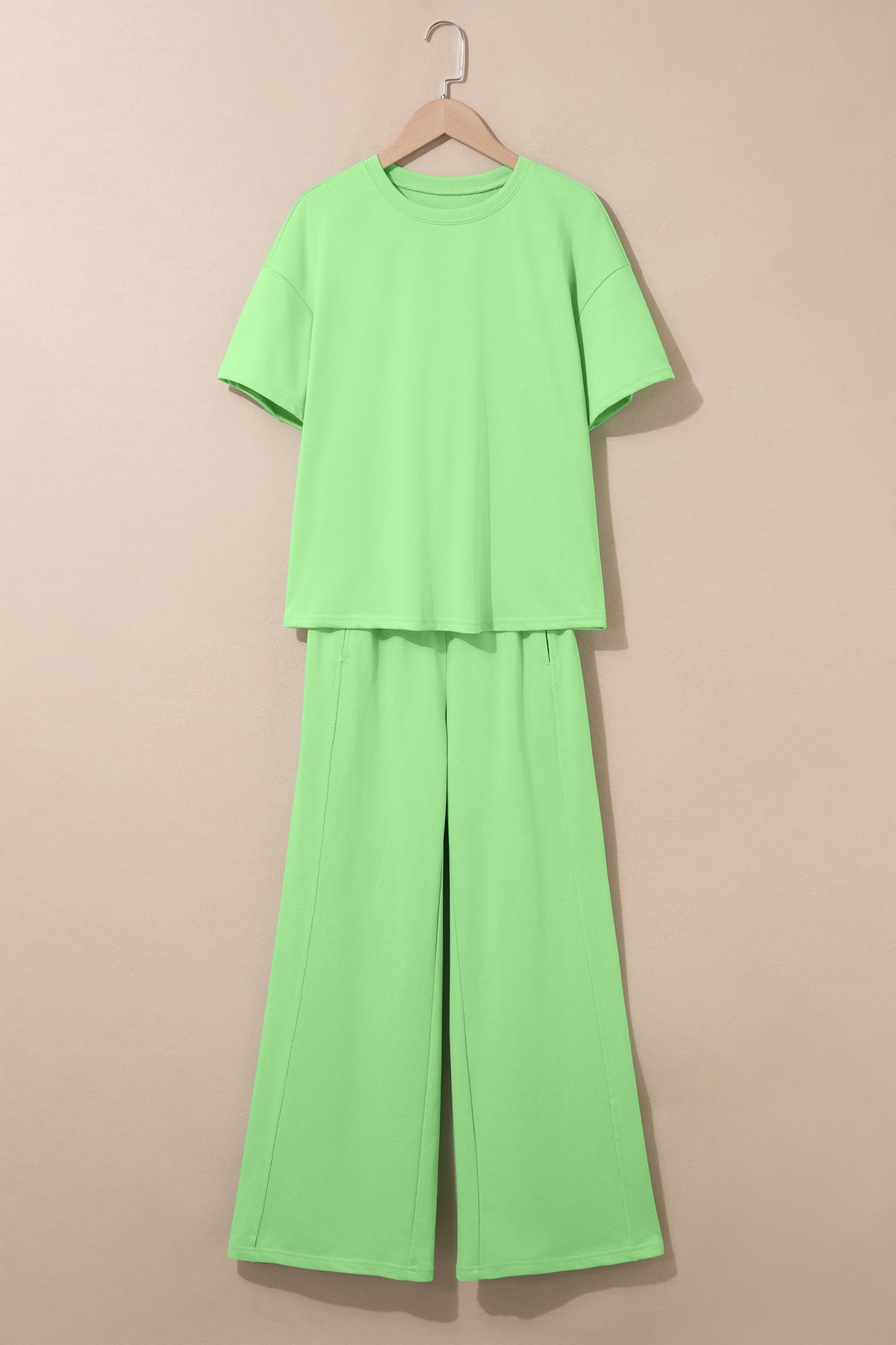 LaurenNichole Daydream Solid Oversized Tee &  Wide-Leg Pants Outfit — Pocketed Casual 2-Piece (3 Colors)