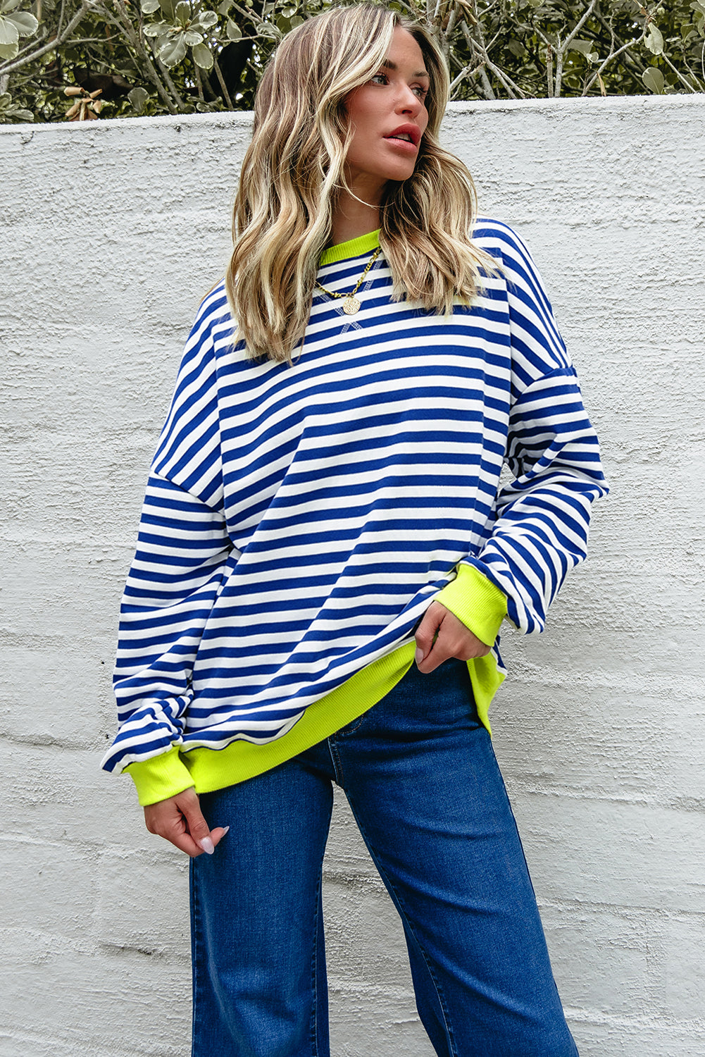 Comfy Oversized Stripe Sweatshirt in 2 Colors (S - 2X)