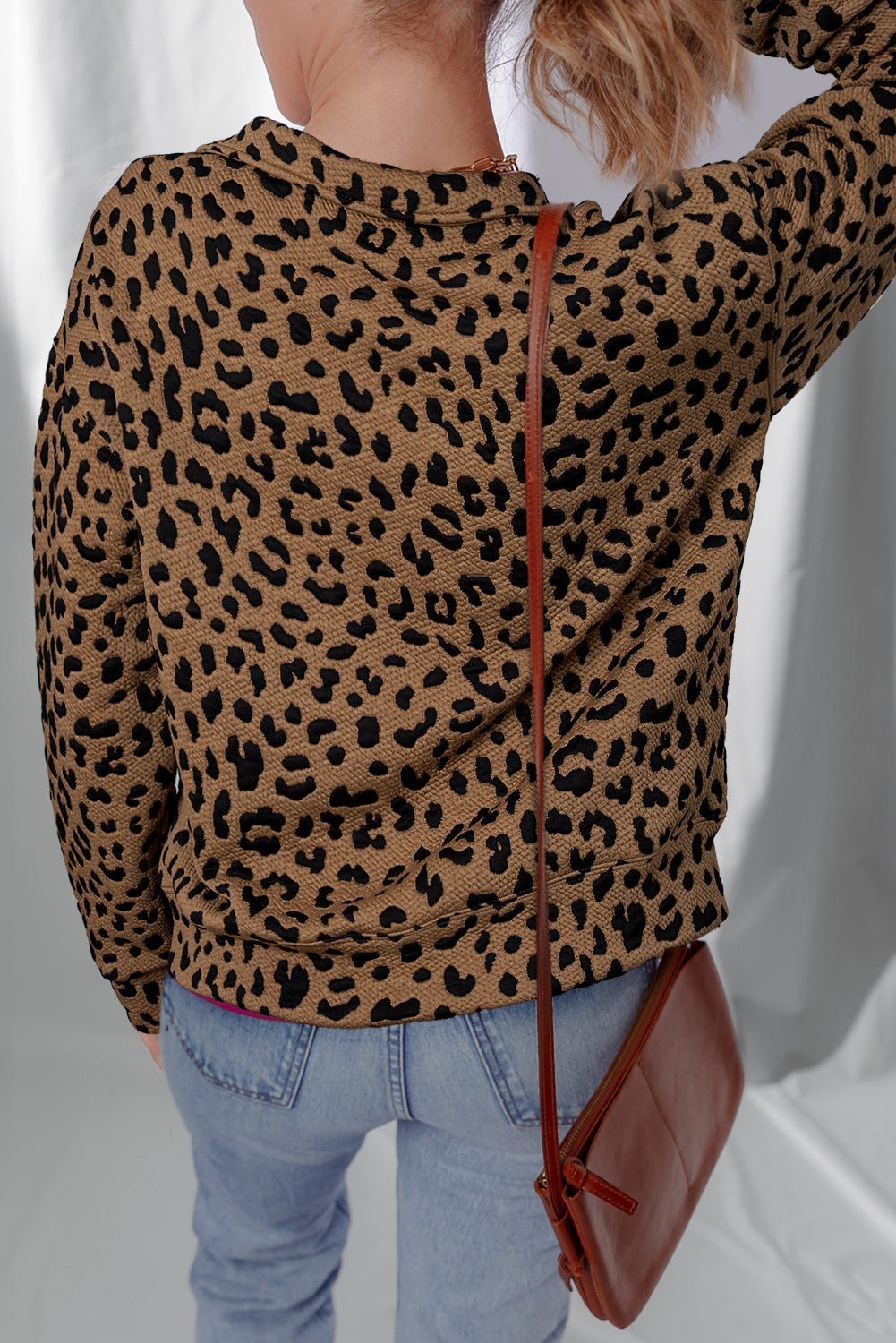 Cozy Daydream Brown Leopard Polo Zip Up Sweatshirt at LaurenNichole
