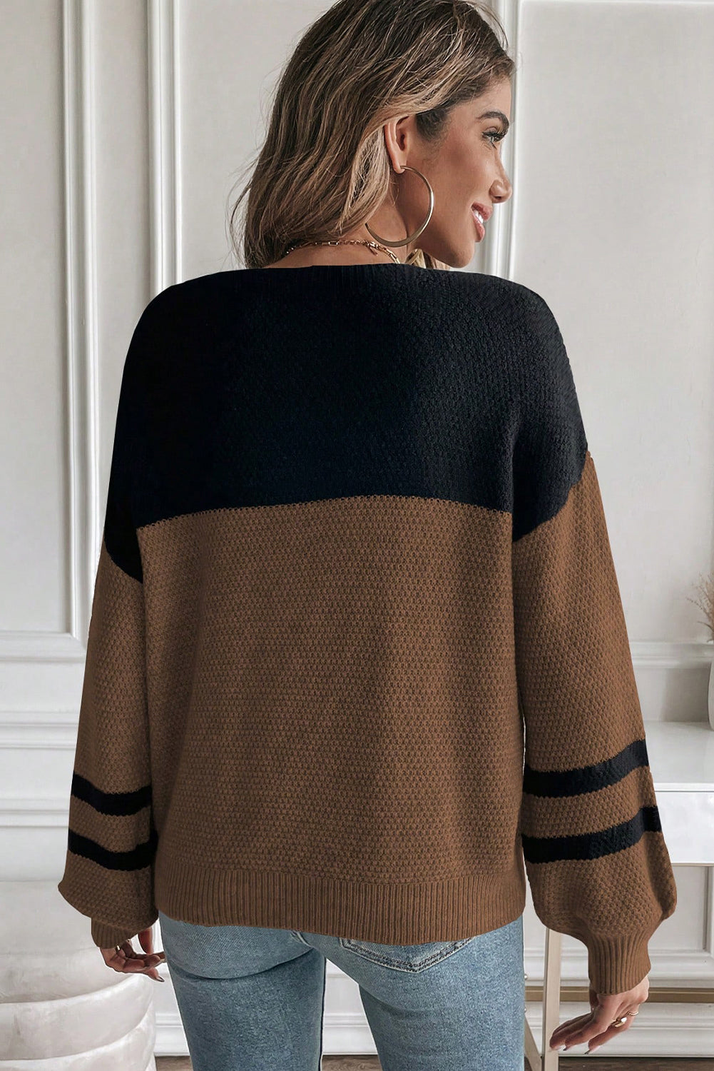 Cozy LaurenNichole Colorblock Knit Stripe Sweater in 2 Colors