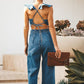 Edgy Chic Ruffle Backless Denim Jumpsuit