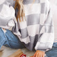 Cozy Knit Oversized Checkered Bishop Sleeve Sweaters in 3 Colors (S - 2X)
