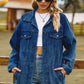 Collared Buttoned Denim Jacket ( S - 2X)