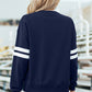 Activepologie Comfy Black Varsity Stripe Oversized Sweatshirt in 5 Colors