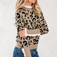 LaurenNichole Classy Brown Leopard Buttoned Down Ruffled Cuffed Sweater