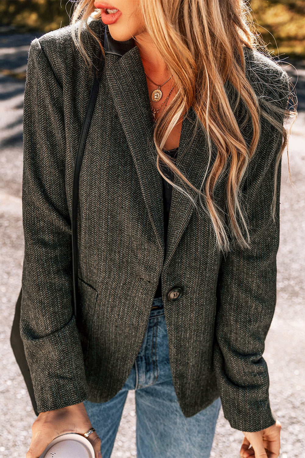 Classic Twilled Single Breasted Lapel Blazer