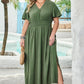 Classic Clover Shirred High Waist Maxi Dress (1X - 4X)