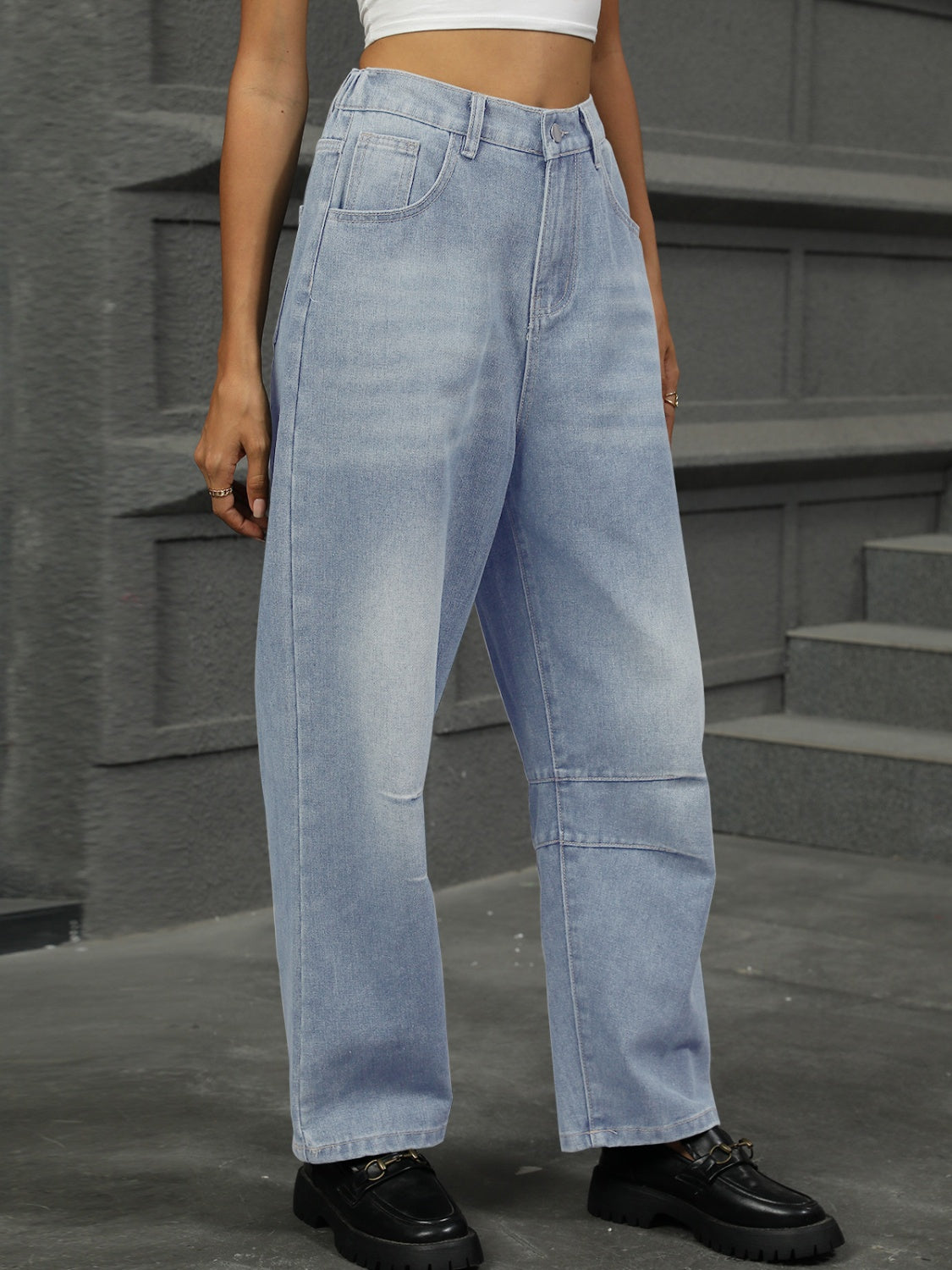 Classic Straight Jeans w/ Comfy Elastic Waist in 3 Colors