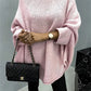 Elegant Round Neck Poncho Long Sleeve Sweater