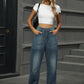 Classic Straight Jeans w/ Comfy Elastic Waist in 3 Colors